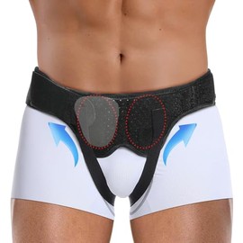 Faja para Hernia Inguinal Hombre Ajustable Bilateral,Cinturón de Alivio de Hernia para Hombres con Almohadillas de Compresión Extraíbles,Ligero y Transpirable,para Hombres y Mujeres (1, Negro, Medium)