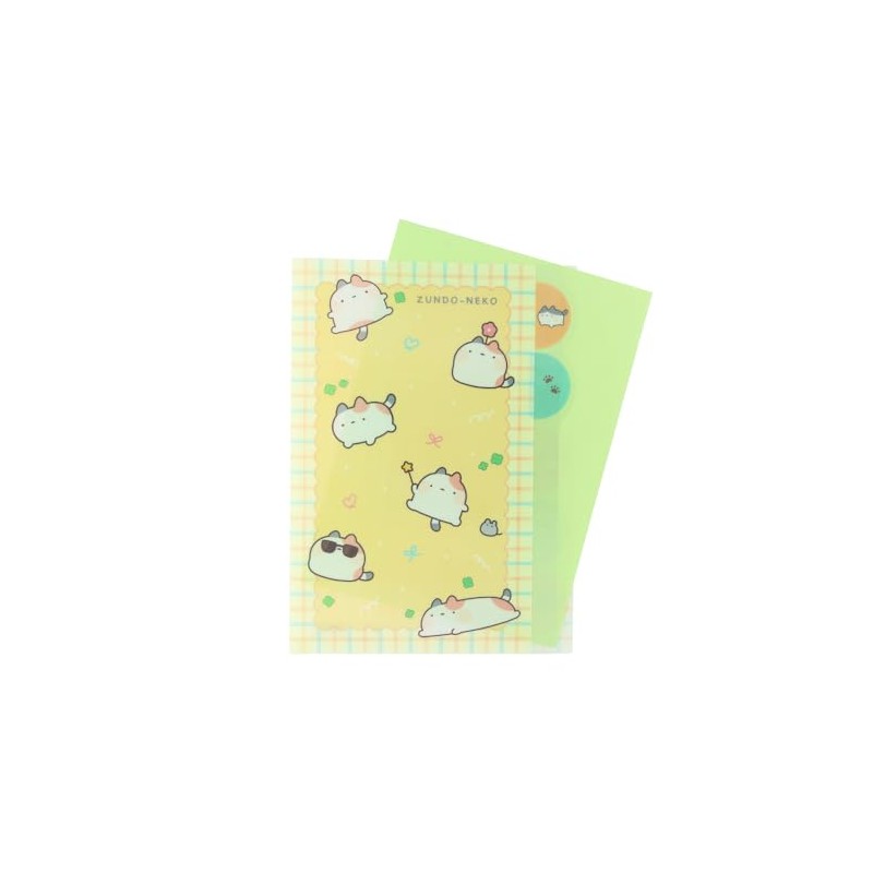 Sunstar Bungu S2172909 Zundo Cat Clear File, 5 Pockets, Flyer