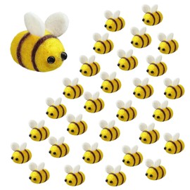 XIANGJIEU Pack of 40 Bee Decoration Mini Bee Craft Decoration Bee Felting Wool Mini Decoration for Baby Shower Costume DIY Craft Pendant Hat Decoration