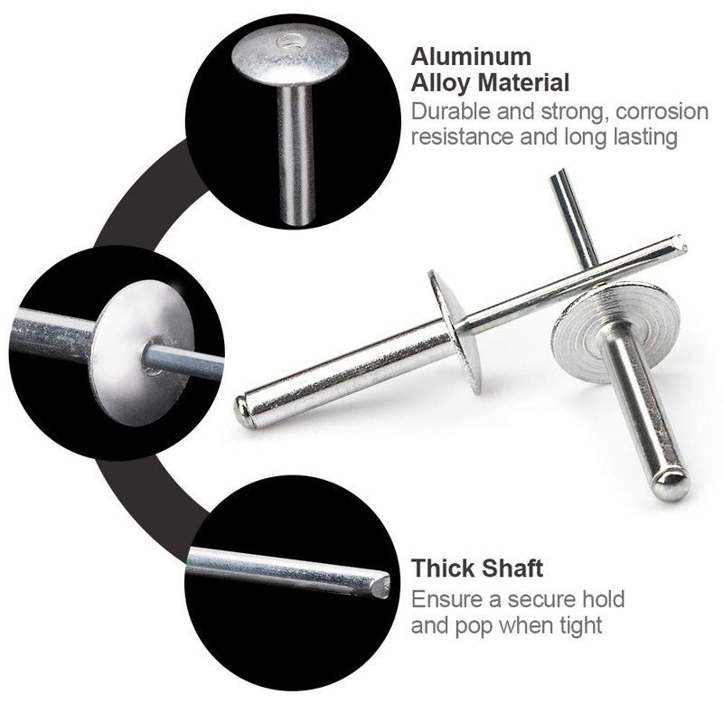 PAGOW 3/16 x 1 Inch (4.8x25mm) Flange Aluminum Blind Rivet,