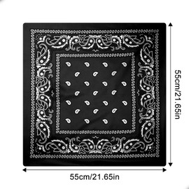 FEPITO 10Pcs Paisley Bandanas Assorted Cowboy Bandanas Novelty Cotton Bandanas for Men Womens (black)