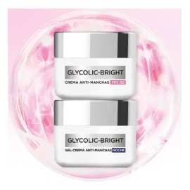 L'oréal Paris Kit Crema Hidratante de Día Y Crema Hidratante de Noche Glycolic Bright con Ácido Glicólico y Niacinamida.