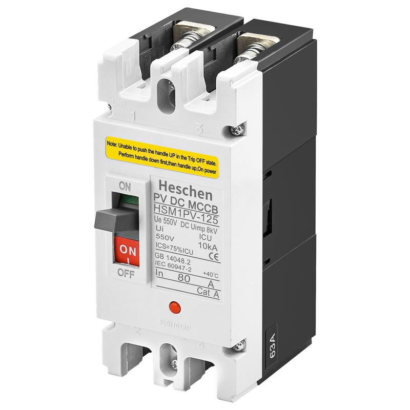 Heschen DC Molded Case Circuit Breaker MCCB, HSM1PV-125, 2 Poles,