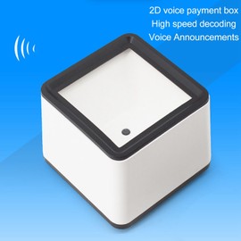 Hands-Free 2D QR Desktop Barcode Scanner, Omnidirectional Automatic Barcode Reader with Voice Prompt, USB Barcode Reader with Wired Detection for Retail