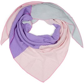 styleBREAKER 01020046 Women's Cotton Muslin Triangle Scarf in 3 Colours Design Muslin Scarf Lightweight Scarf, Lilac-rose-light grey