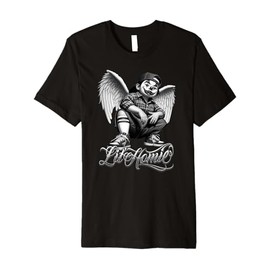 Lil Homie Little Chicano Tattoo Art Angel West Coast Cholo Premium T-Shirt