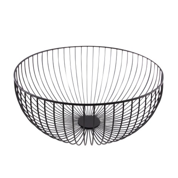 Point-Virgule Metal Fruit Basket, Scandisnavic Home Decoration Wire Basket, Black, Diameter 35 cm, Height 15 cm