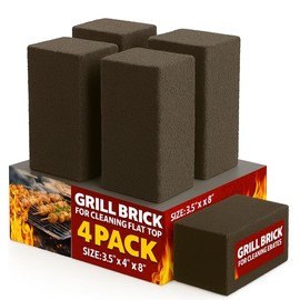 Commercial Grade, Heavy Duty Grill Cleaning Brick Bulk 4 Pack. Pumice Stone Cleaner Tool Cleans and Sanitizes Restaurant Flat Top Grills or Griddles Effectively Without Harsh Chemicals or Abrasives