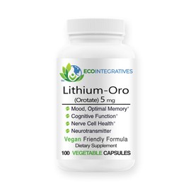 EcoIntegratives Lithium Oro 5mg Supports Healthy Mood Emotional Wellness, Behavior, and Memory. Bioavailable, 100 Caps (Elemental Lithium Orotate) (5)