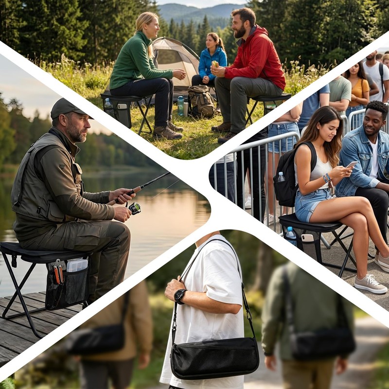 STRAODTIC Lightweight Extra Tall Folding Camping Stools for Adults, 2