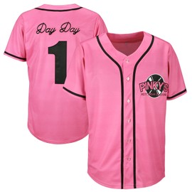 Men's Pinky's Next Friday Movie Baseball Jersey Day Day CD Store Sports Fan Hip Hop Jerseys Stitched (M, Pink)