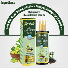 Verem Herbal Amla Black Sesame Hair Oil For Strong, Long & Thick Hair - Comb Applicator Bottle for Men & Women 100 Ml