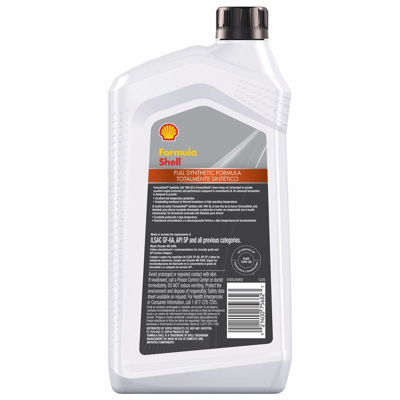 Formula Shell Full Synthetic 10W-30 Motor Oil (1 Quart, Case