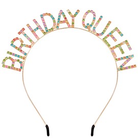 AOPRIE Birthday Crown for Women - Gold Colorful Tiara for Girls - Princess Crown Rhinestone Happy Birthday Accessory