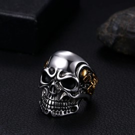 OIDEA Men's Women's Rings Skull Personality Stainless Steel Diamond Studded Skull Punk Rock Style Red White 54 (17.2) ~ 70 (22.3), Stainless steel, zircon