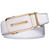 Barry.Wang White and Gold Belt for Men,Formal Dress Ratchet Leather
