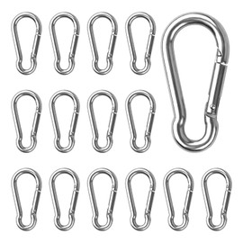 BigKego 15 Stück Karabinerhaken Edelstahl 304 Karabiner Schlüsselanhänger Klein Carabiner mit Schnappverschluss 4 x 40mm für Angeln Wandern Rucksack Hundeleine Hängematte