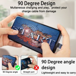 QIANRENON USB 4.0 C 90 Degree Angle Adapter 240W 40Gbps Type C 4.0 Male to Female Right Angle Connector LED Display Support 8K Audio/Video Transmission 2 Pieces (Positive Bent)