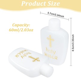 WEBEEDY 14 Pieces Holy Water Bottles 60ml/2.1oz Refillable Gold Cross Plastic Holy Water Bottle with Screw Lid Christian Party Favor Church Supplies