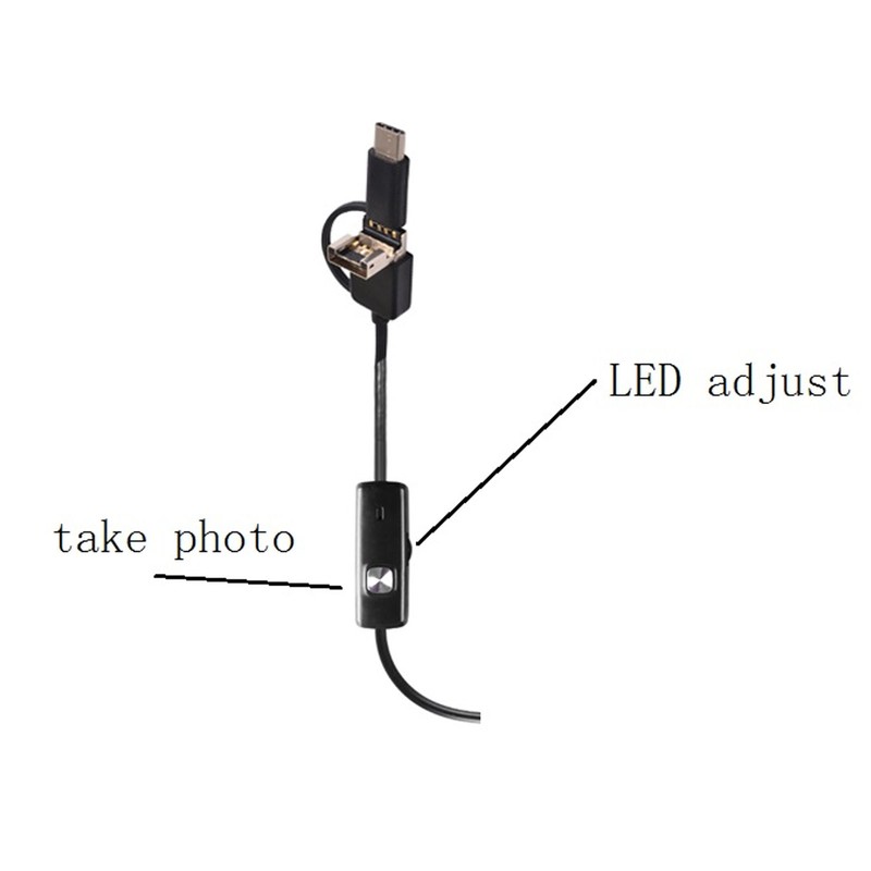 USB Endoscope 8mm Lens 3 in 1 Interface IP67 Waterproof