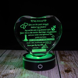 LoveNreal Gift for Wife from Husband, Women Gift for Anniversary Birthday with LED Base, Crystal Heart Shape I Love You Anniversary Romantic Ideas to My Wife Crystal Keepsakes Christams Present