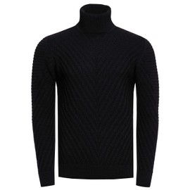 Rusty Neal Men's turtleneck jumper, fine knit, turtleneck jumper in biker styles, 380, black