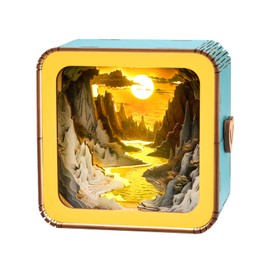 3D Wooden Puzzles Night Light(Long River Sunset) DIY Wooden Puzzles for Adults-3D Puzzle Nightlight with Touchable Switch for Teens-Exquisite Desk Decor for Puzzle Lovers