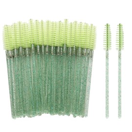 50PCS Disposable Lash Mascara Wands, Bamboo Eyelash Mascara Brushes, Black Eyelash Spoolies eyebrow brush Makeup Kit, Eyelashes Extension Brush Applicator Mascaras Wands Cosmetic Makeup Tools(Green)