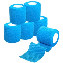 Smanzu 6 Pack 2" x 5 Yards Self Adherent Wrap Bulk Breathable Self Adhesive Vet Tape for Pets, Stretchy Sports Cohesive Bandage Wrap for Athletic, Wrist and Ankle(Blue)