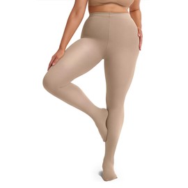 Vertvie Plus Size Fleece Lined Tights for Women Thermal Pantyhose Winter Warm Thick Tights High Waisted Opaque Leggings(180g-Thick Fleece,Natural,X-Large-XX-Large)