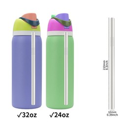 6 Stainless Steel Straws + 2 Cleaning Brushes - Reusable Metal Straws for Owala Bottles (680ml/907ml) - Rustproof Straw Replacement for Models - Dishwasher Safe