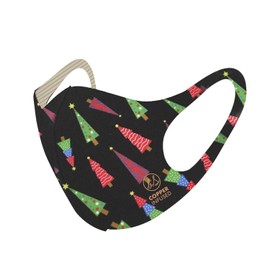 Christmas Copper Ion Infused Washable Reusable Face Coverings Masks Made in South Korea (Tree - Black)