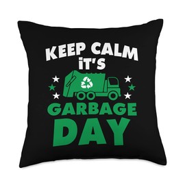 Garbage Day Apparel & Gifts Truck Pickup Disposal Keep Calm It's Garbage Day Throw Pillow, 18x18, Multicolor