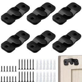 Stainless Steel Picture Frame Hooks, Frame Hanging, Frame Hooks, Set of 6, Black, Wall Hanging Hooks, Hanging Brackets, Screws/Plastic Extension Tubes, Easy to Install Framing Hardware (1.7 x 0.7