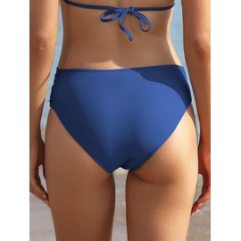 SHEKINI Women's Bikini Bottoms Retro Ruched Tummy Control Classic Black Swimming Trunks Beach Shorts Large Sizes for Women, Sea blue