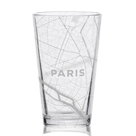 PARIS FRANCE Engraved City Street Map Beer Pint Glass | Perfect Drinking Gift Idea & Unique Decor!