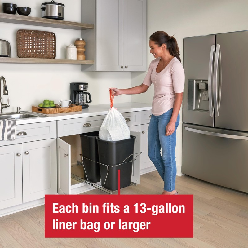 Rubbermaid Kitchen Cabinet Pull-Out Trash Can and Recycling Bin, 20-Gallon,