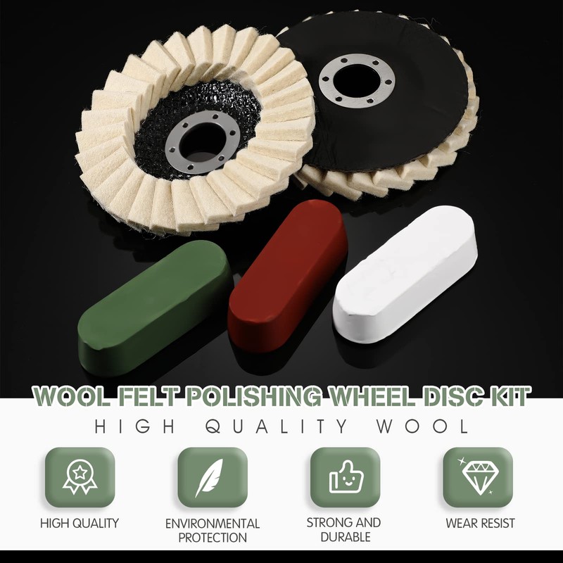 Heigble 8 Pcs Wool Polishing Wheel Disc and Polishing Compounds