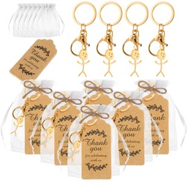 Ecation 20 Set Funny Doodle Keychain Party Favors Set Steel Finger Keyring Matching Keychains with Kraft Tags and Organza Bag for Friends Birthday Wedding Party Gift
