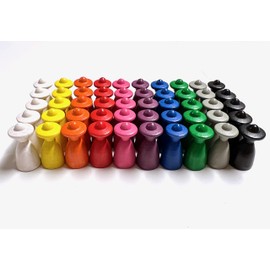 Board Game Figures: Male with Hat Halma 13/26 mm (10 x 5 Toy Figures, 10 Colours (Yellow, Red, Blue, Green, Orange, Purple, Pink, Grey, Black, White)
