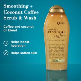 OGX, Body Wash y Exfoliante de Coco y Café, 577 ml