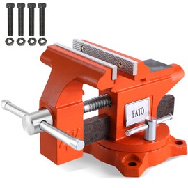 FATO 4.5" Vise Bench Vise 240-Degree Ductile Iron Bench Vise 4.5-inch Jaw Width 4.3-inch Jaw Opening bench Vise for Woodworking, Home Workshop Use and DIY Job, Orange