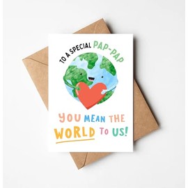 OwingsDesignsPerfect To A Special Pap-Pap You Mean The World To Us Card - Cute Happy Birthday Card For Pap-Pap - I Love You Card - Greeting Card For Father's Day - Birthday - Anniversary - Holiday