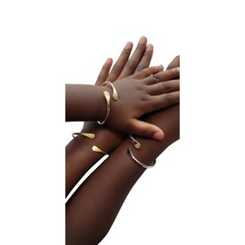 Bead It Wear It Love It Brass Cuff Bracelets Set, African Brass Bangles For Women, Hammered Ends Stacking Bracelets, Boho Tribal Cultural Jewelry (Kids Gold Plated Set Of 2)