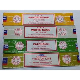 Satya Incense Sticks Set of 4 - Tree of Life, Patchouli, Sandalwood, White Sage by Sterling Effectz