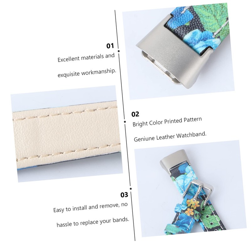 Outanaya Leather Watch Strap for Smartwatch Printed Pattern Band Compatible
