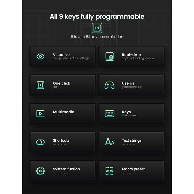 Vaydeer One-Handed Mechanical Keyboard Support NKRO, Hotkeys, One-Click Start,9 Fully