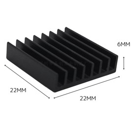 Aqualoach Heatsink, Aluminum, 0.9 x 0.9 x 0.2 inches (22 x 22 x 6 mm), Double-Sided Tape, Small, Cooling Fin, Heat Dissipation Part, SSD, WiFi Router, USB Adapter, For Heat Protection (Black)