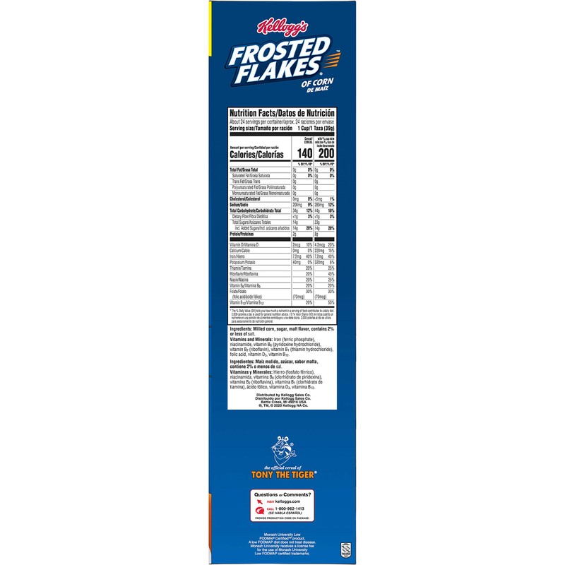 Kellogg's Frosted Flakes, Breakfast Cereal, Original, Giant Size, 33.5oz Box