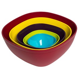 ENGELLAND Set of 5 Colourful Plastic Bowls for Garden and Picnics, Microwaves and Dishwashers, in Various Colours (BPA Free)